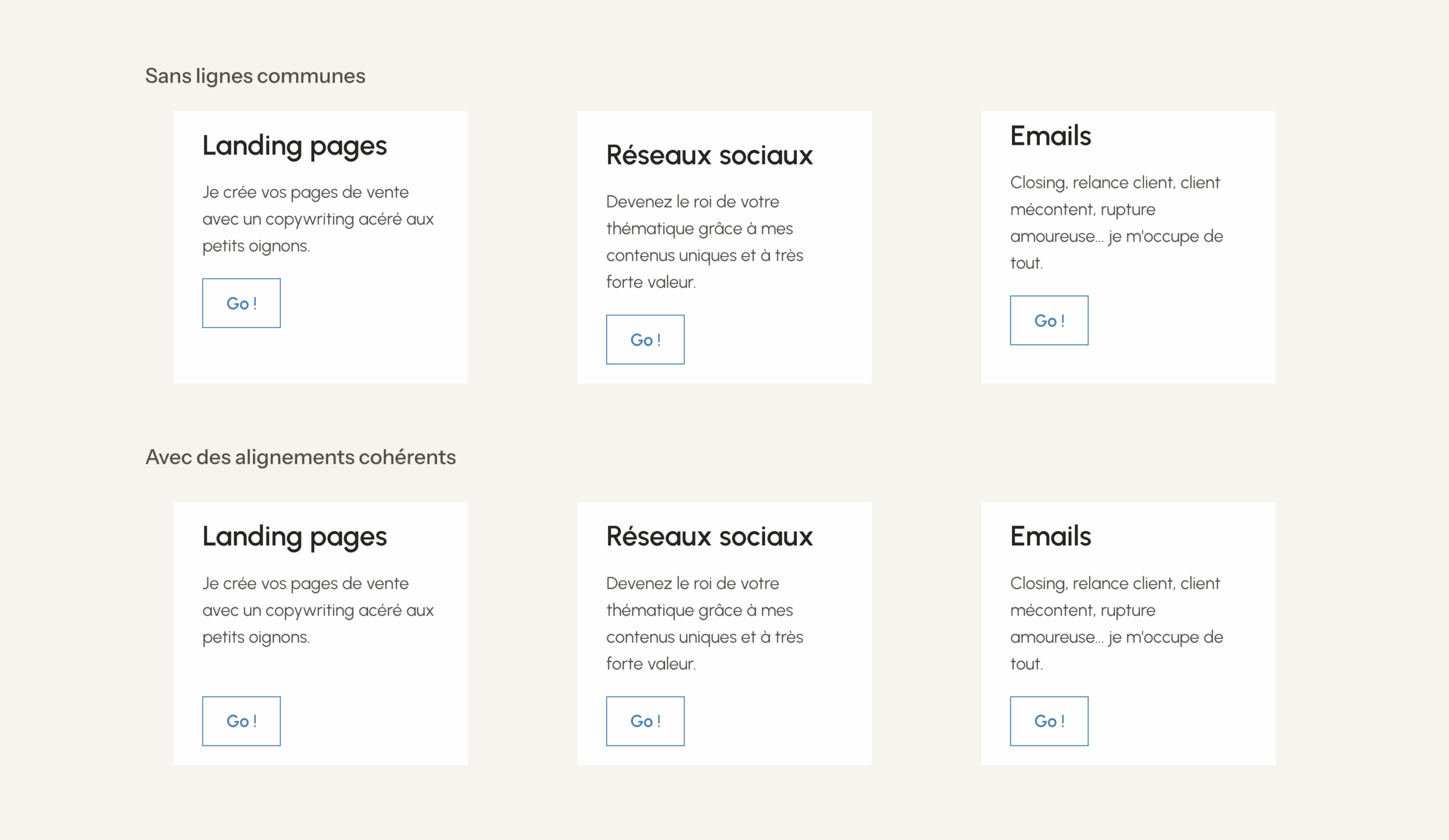Exemple montrant comment des alignements cohérents structurent une interface