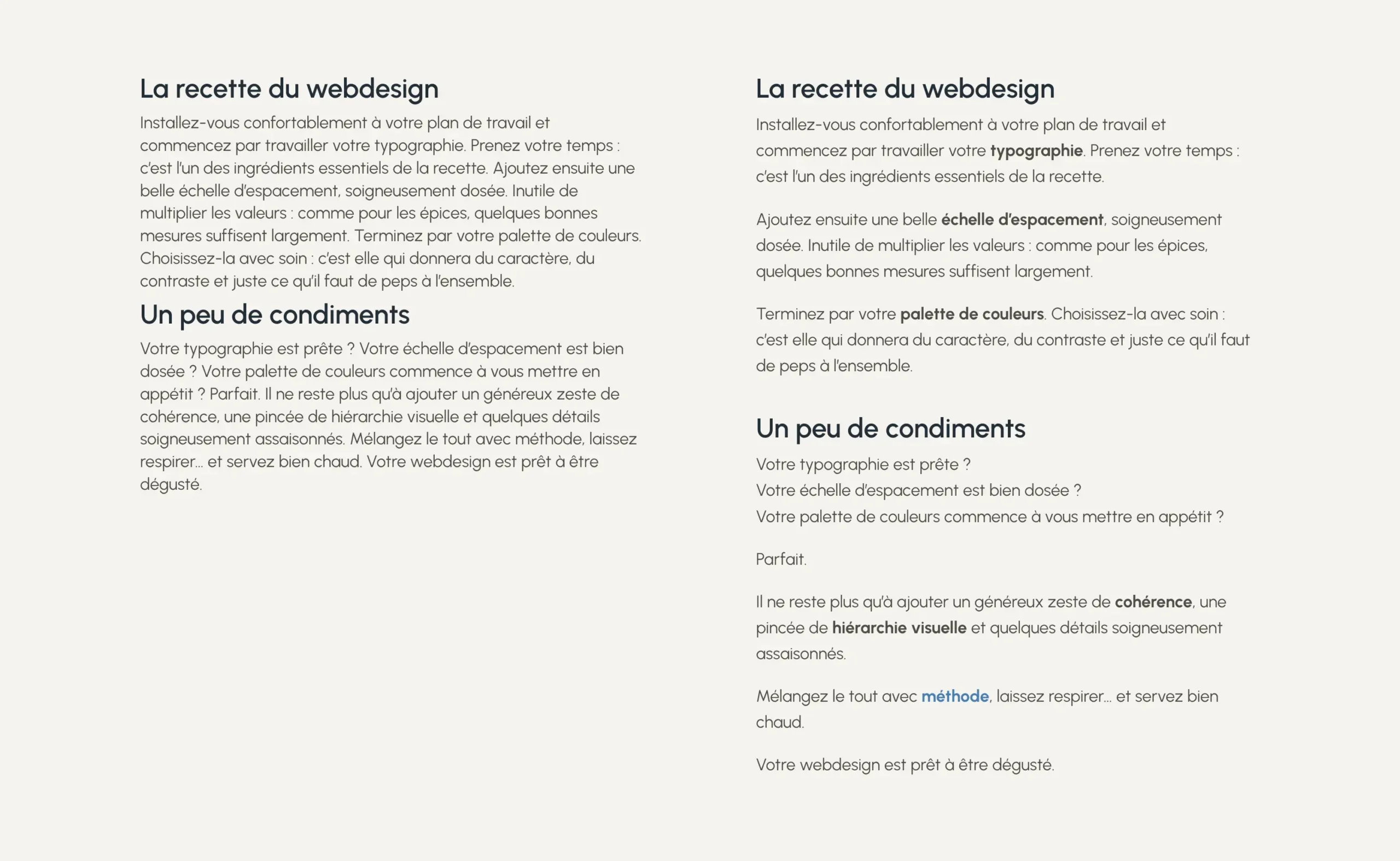 Design textes webdesign mobile