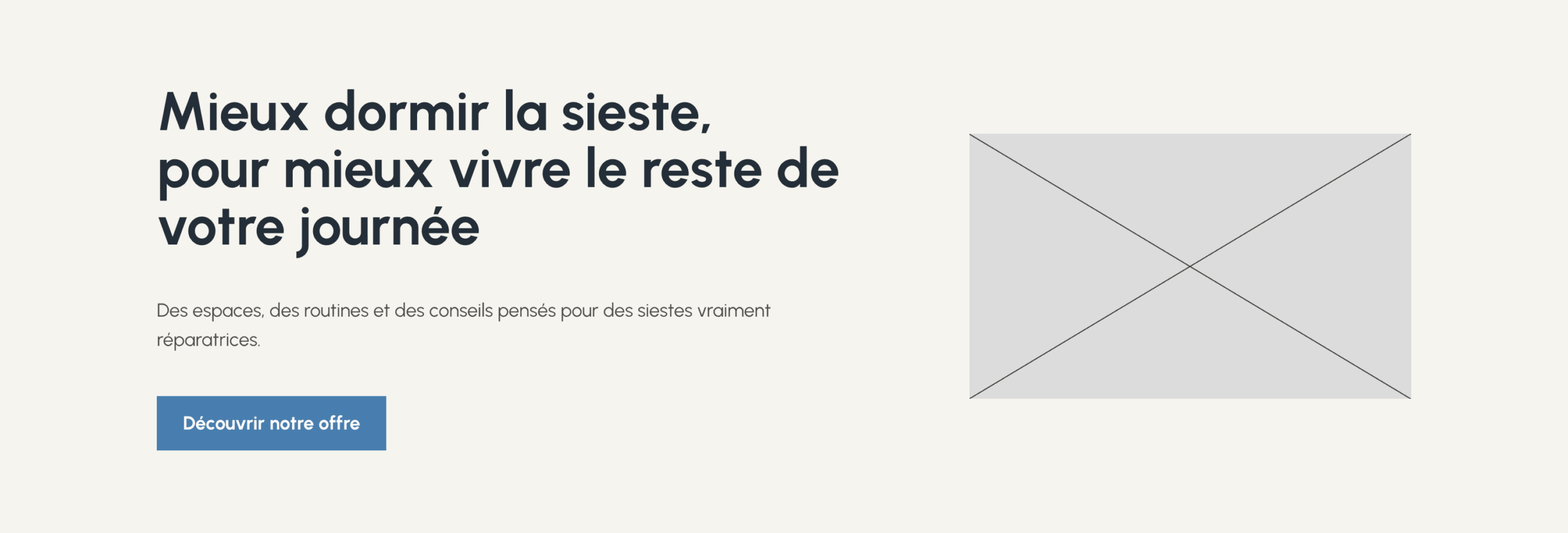 Exemple de hero de page d’accueil avec un message principal et un appel à l’action