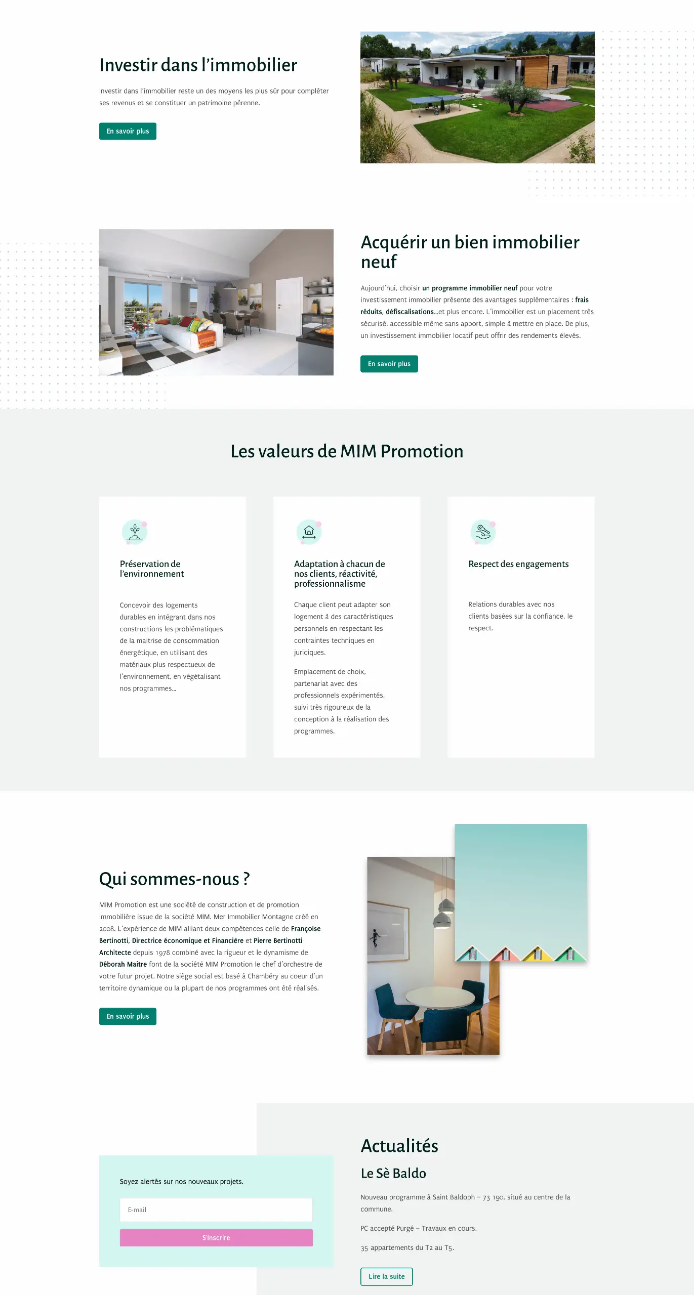 Page d’accueil du site MIM Promotion